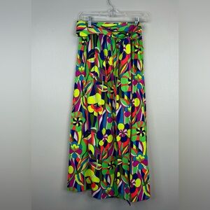Vintage Handmade Womens S Maxi Skirt 60s 70s Psychedelic Festival Dopamine Girl
